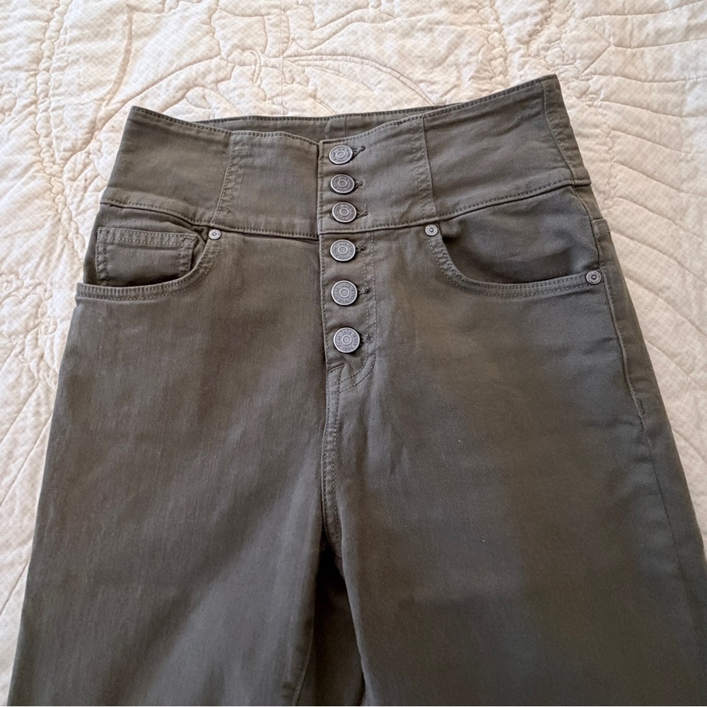 Joie High Rise Button-Up Jeans in Olive